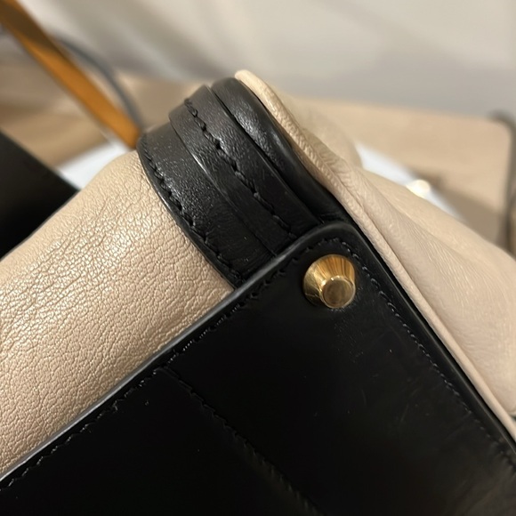 CHLOE Alice Cream and Black Leather Crossbody Satchel 2 Way Bag -Husky White EUC - Picture 11 of 16